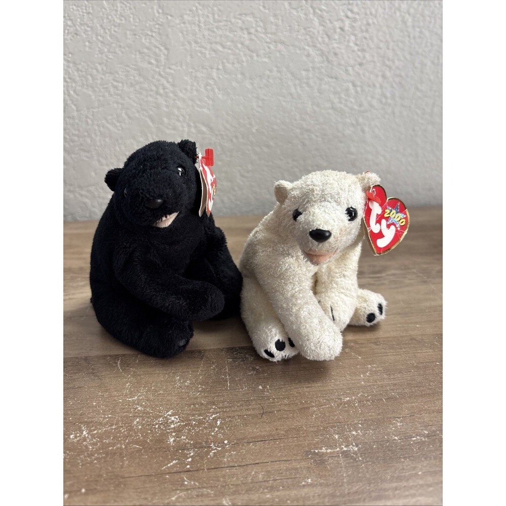 Ty Beanie Baby Plus Bears Aurora feb 3 2000 Cinders April 30 2000